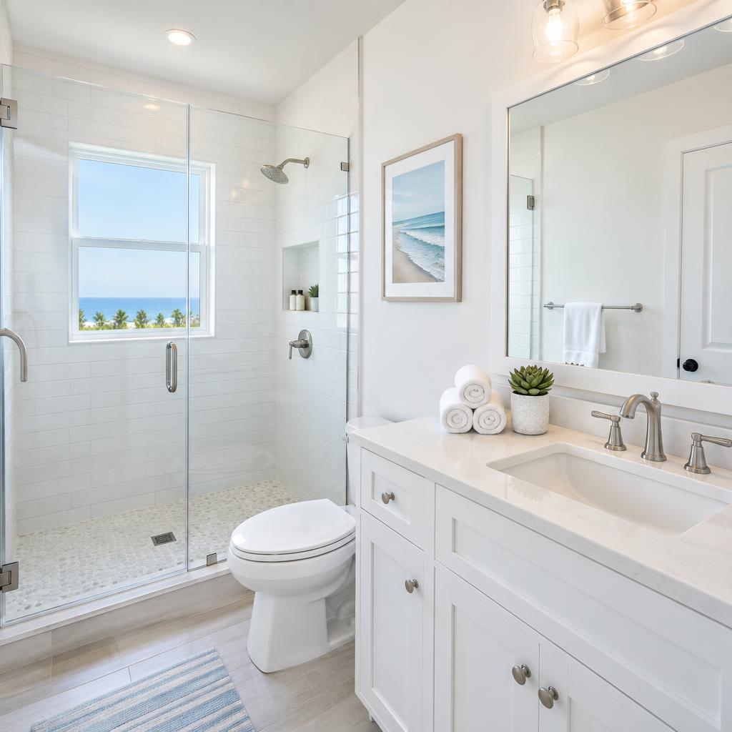 Sanitized bathroom in a short-term rental after turnover cleaning